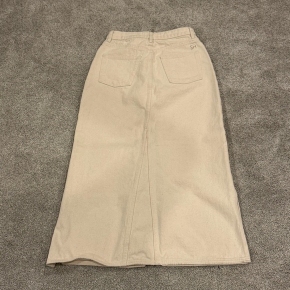 Still Here Panama Jean Denim Midi Skirt in Cream size 27 EUC - Picture 7 of 16